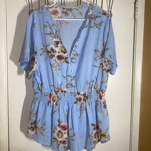 Blue floral blouse